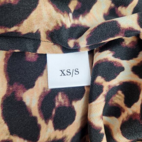 we are Leone Leopard Wrap Dress Size XS/Small Long Sleeve Maxi NWT 100% Silk - Picture 10 of 11